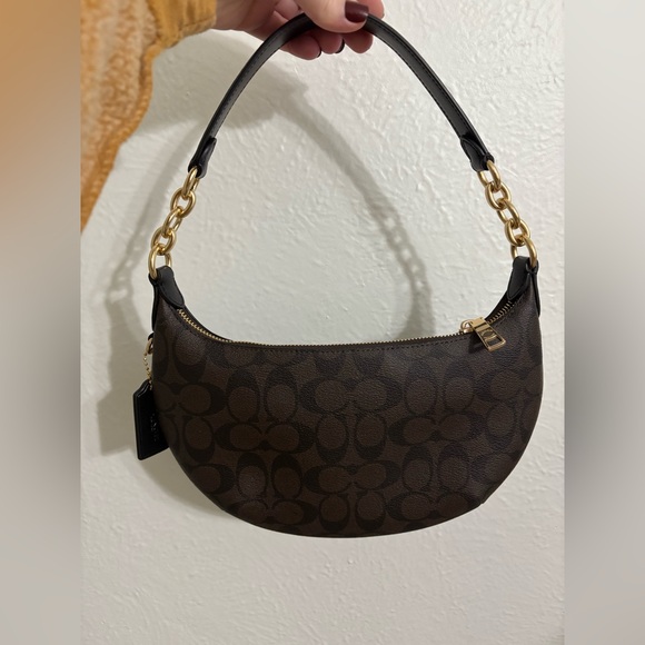 NWOT Coach Payton Hobo In Signature Canvas Brown Black Purse - Picture 2 of 9